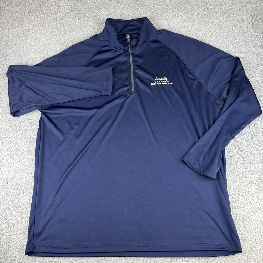 Dunbrooke Seattle Seahawks Mens Long Sleeve 1/4 Zip Blue Mock Neck Shirt 2XL